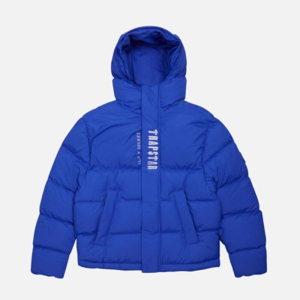 Blue Trapstar Decoded padded hooded jacket
