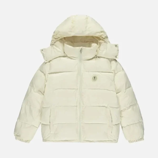 Cream Trapstar Decoded padded hooded jacket