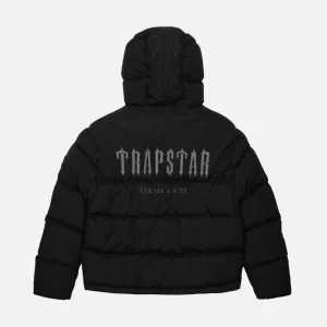 Black Trapstar Decoded padded hooded jacket