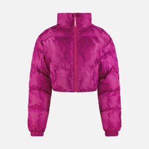 Women's blue Trapstar T-Jacquard cropped quilted jacket