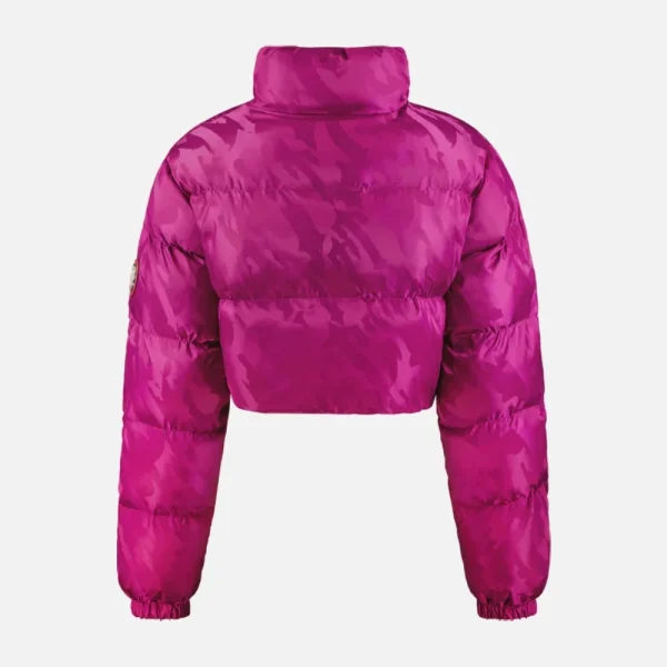 Women's blue Trapstar T-Jacquard cropped quilted jacket