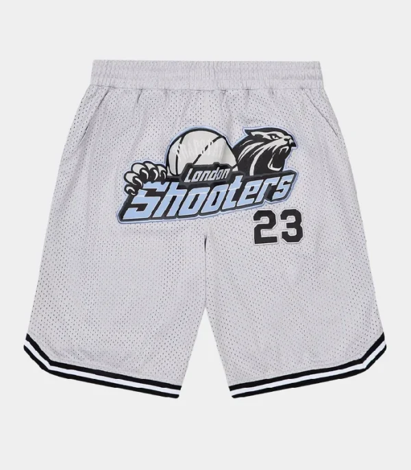 Grey/blue basketball shorts by Trapstar Shooters