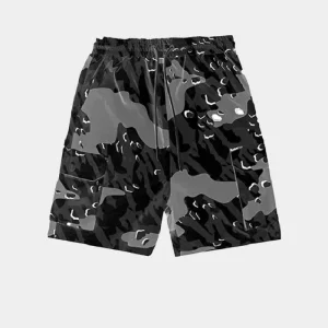 Black decoded camo shorts by Trapstar
