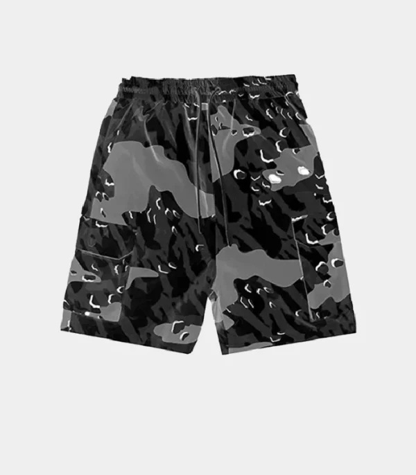 Black decoded camo shorts by Trapstar