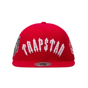 Red and white Trapstar Irongate snapback