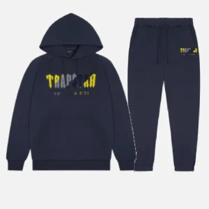Navy blue and yellow Trapstar Chenille Decoded tracksuit