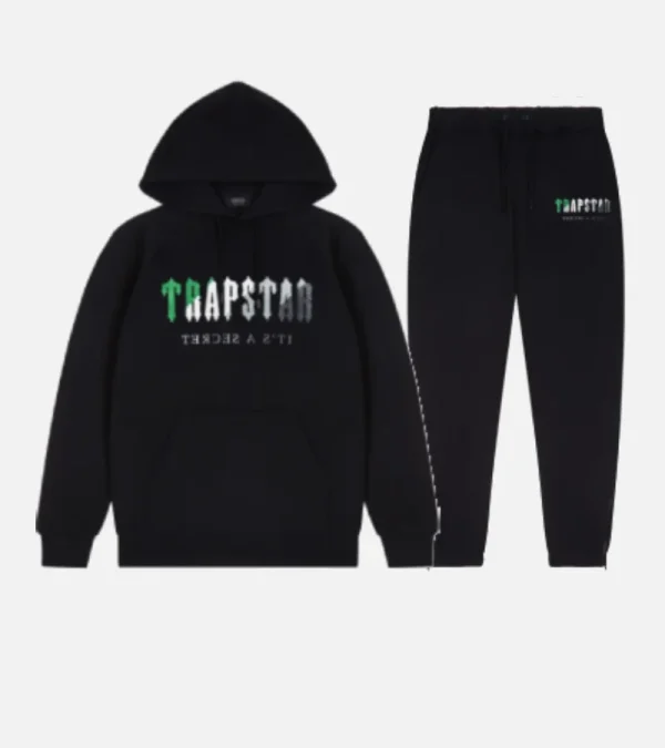 Black and green Trapstar Chenille Decoded tracksuit