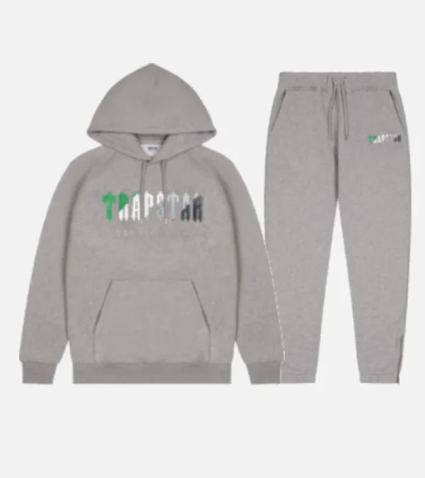 Grey fleece Trapstar Irongate Arch hooded tracksuit