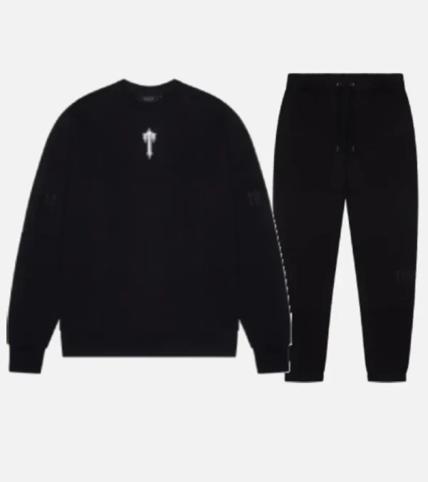 Black round-neck Trapstar Irongate T tracksuit