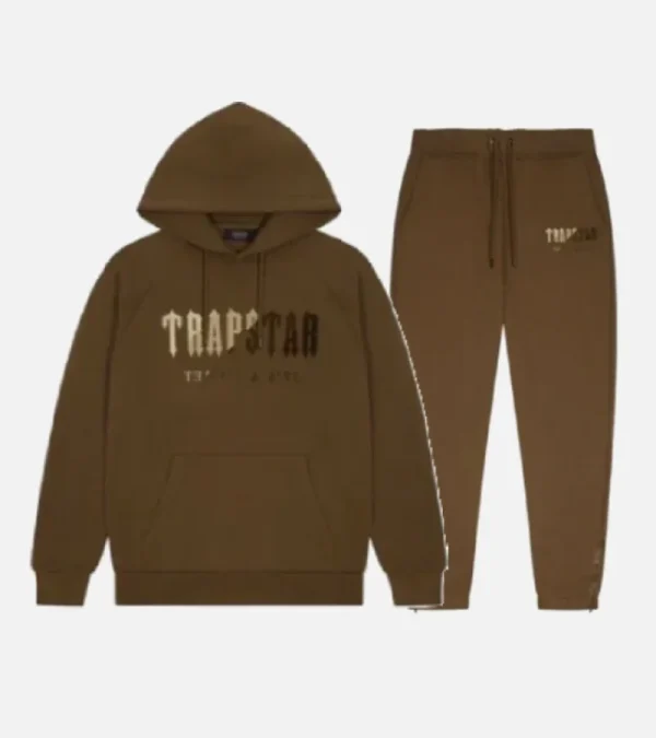 Brown Trapstar Chenille Decoded hooded tracksuit