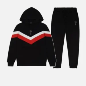 Black Trapstar V Stripe hooded tracksuit