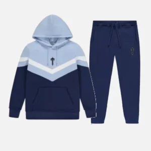 Navy blue Trapstar V Stripe hooded tracksuit