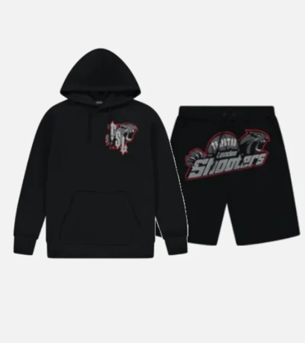 Black Trapstar Shooters short hooded tracksuit